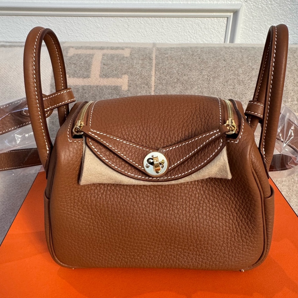 Hermes Mini Lindy Gold on Gold